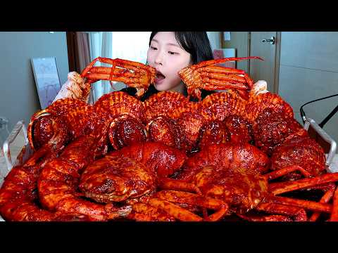 ASMR MUKBANG| 직접 만든 매운 대왕 해물찜 씨푸드 보일 (랍스터, 대게, 킹타이거새우, 전복, 가리비) 먹방 & 레시피 SEAFOOD BOIL EATING thumbnail
