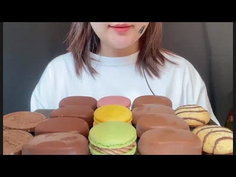 ASMR #초코아이스크림 #마카롱 #초코과자 #dessertsmukbang #chocolate thumbnail